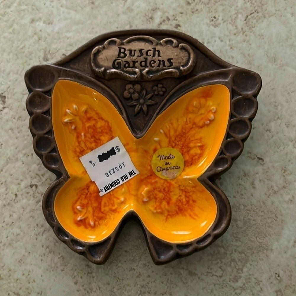 Busch Gardens Vintage souvenir Butterfly Pin Dish Treasure Craft